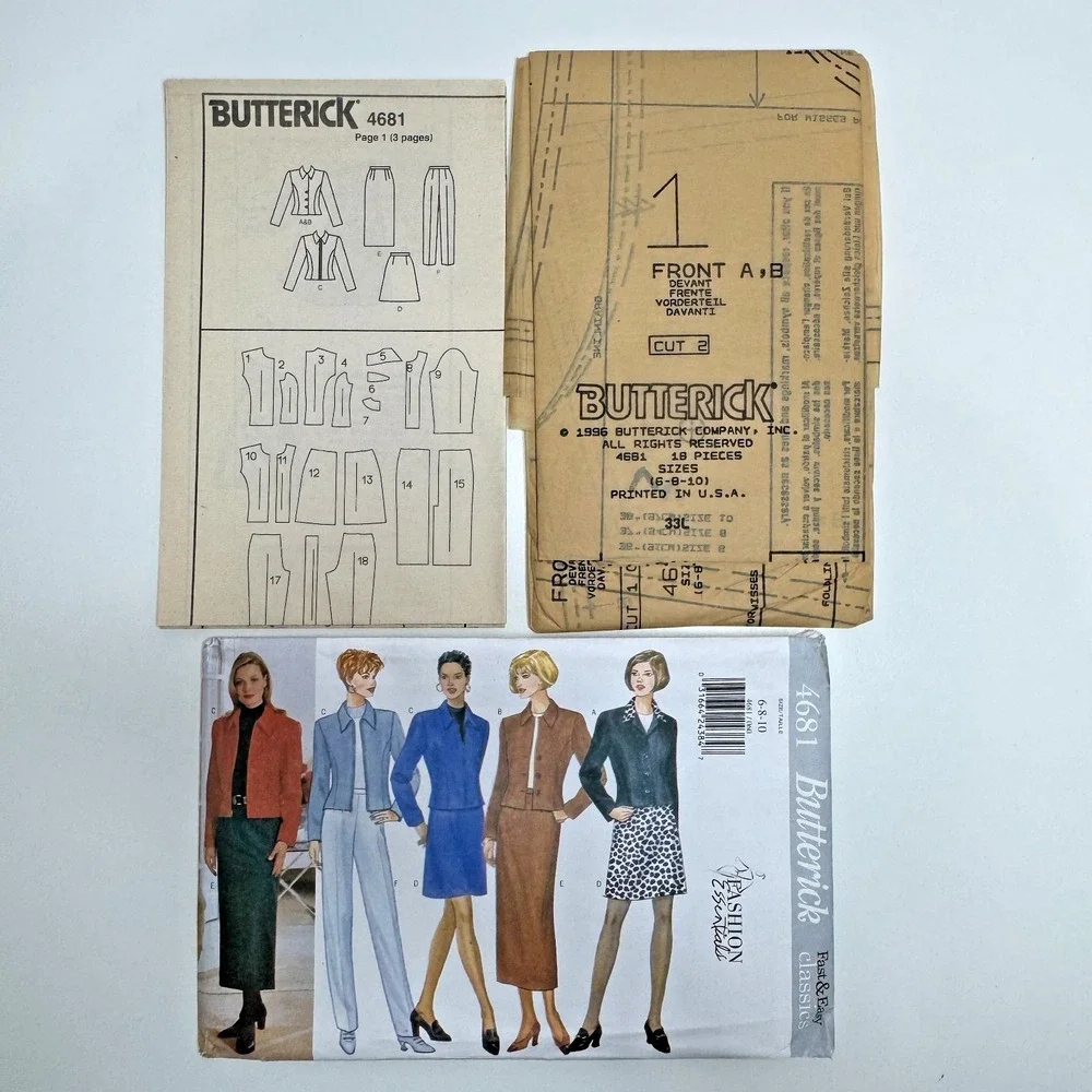 BUTTERICK‎ 4681 Uncut Sewing Pattern Womens Jacket Skirt Pants Fast Easy 6 8 10